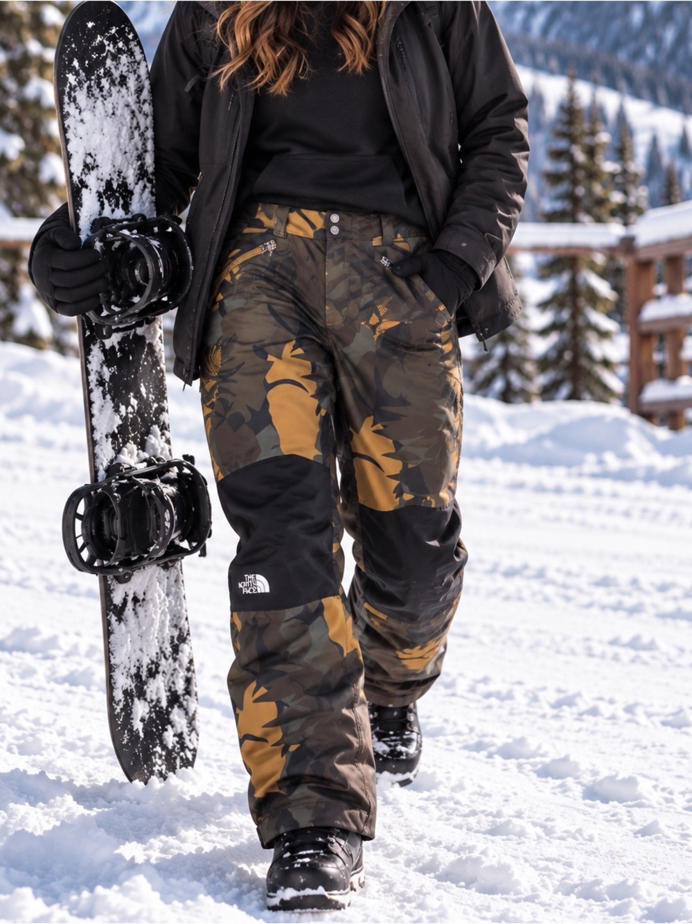 The North Face Womens L Ski Snow Pants Floral Camo Print Waterproof Regular